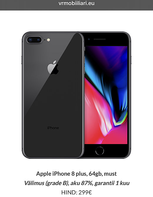 Kasutatud iPhone 8 Plus (299€) - Õunaturg
